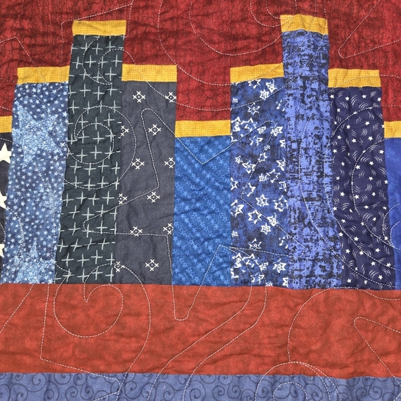 This handmade Eagle American Flag military USA pride throw quilt measures 54" x - Picture 3 of 6